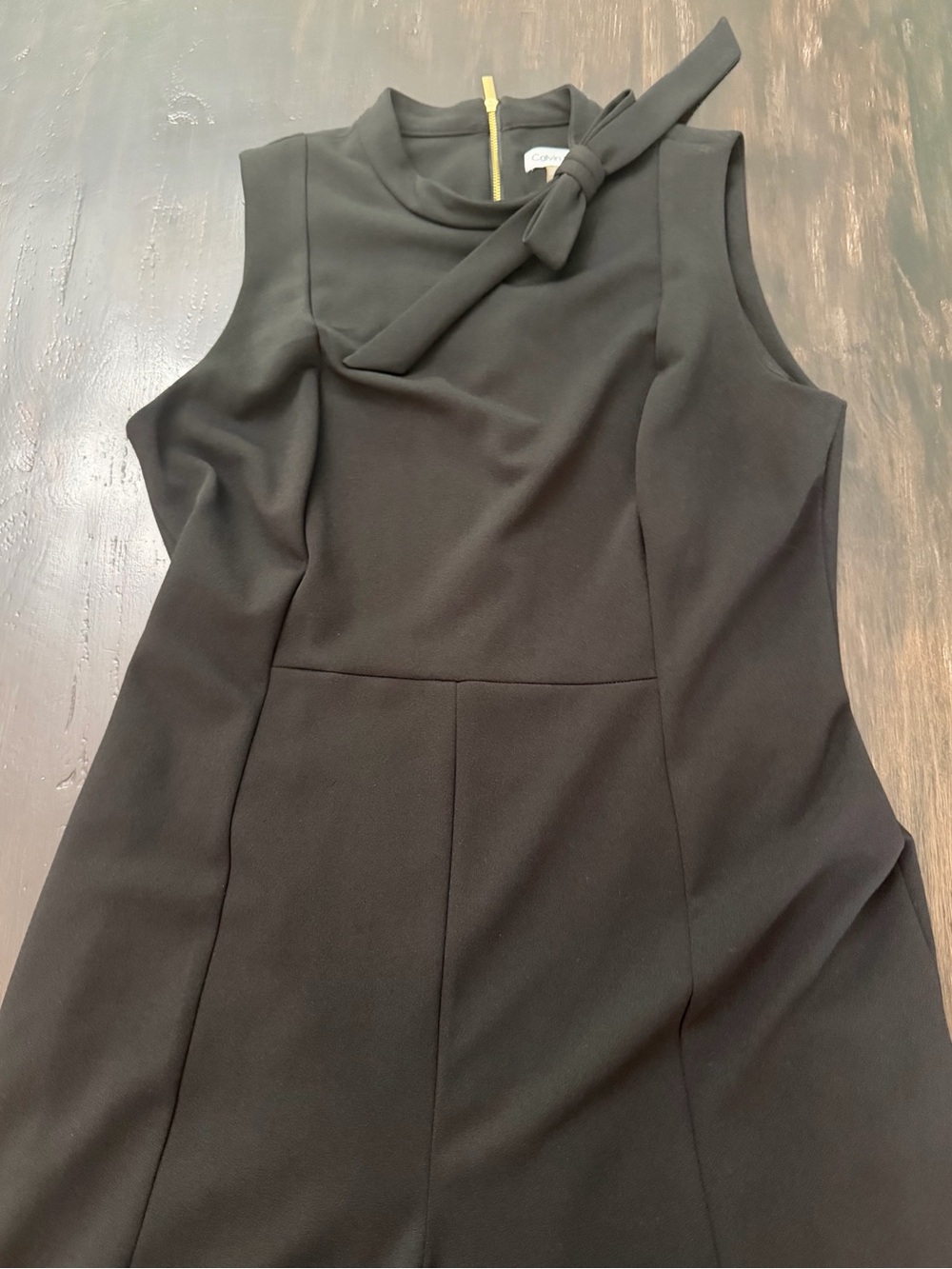 Calvin Klein Black One-Shoulder Knot Dress